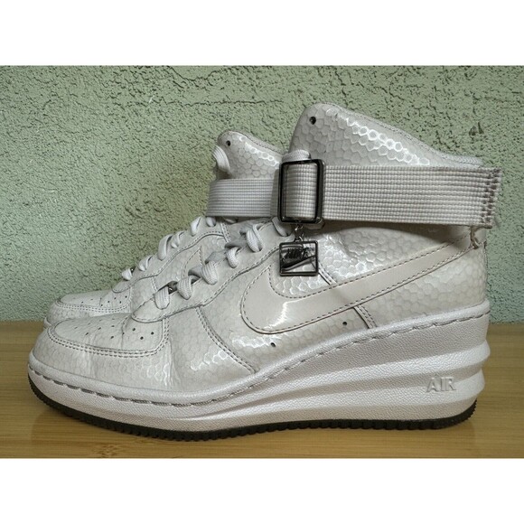 Size 7.5 - Nike Lunar Force 1 Sky Premium High Triple White W 654850-101 - Picture 3 of 12